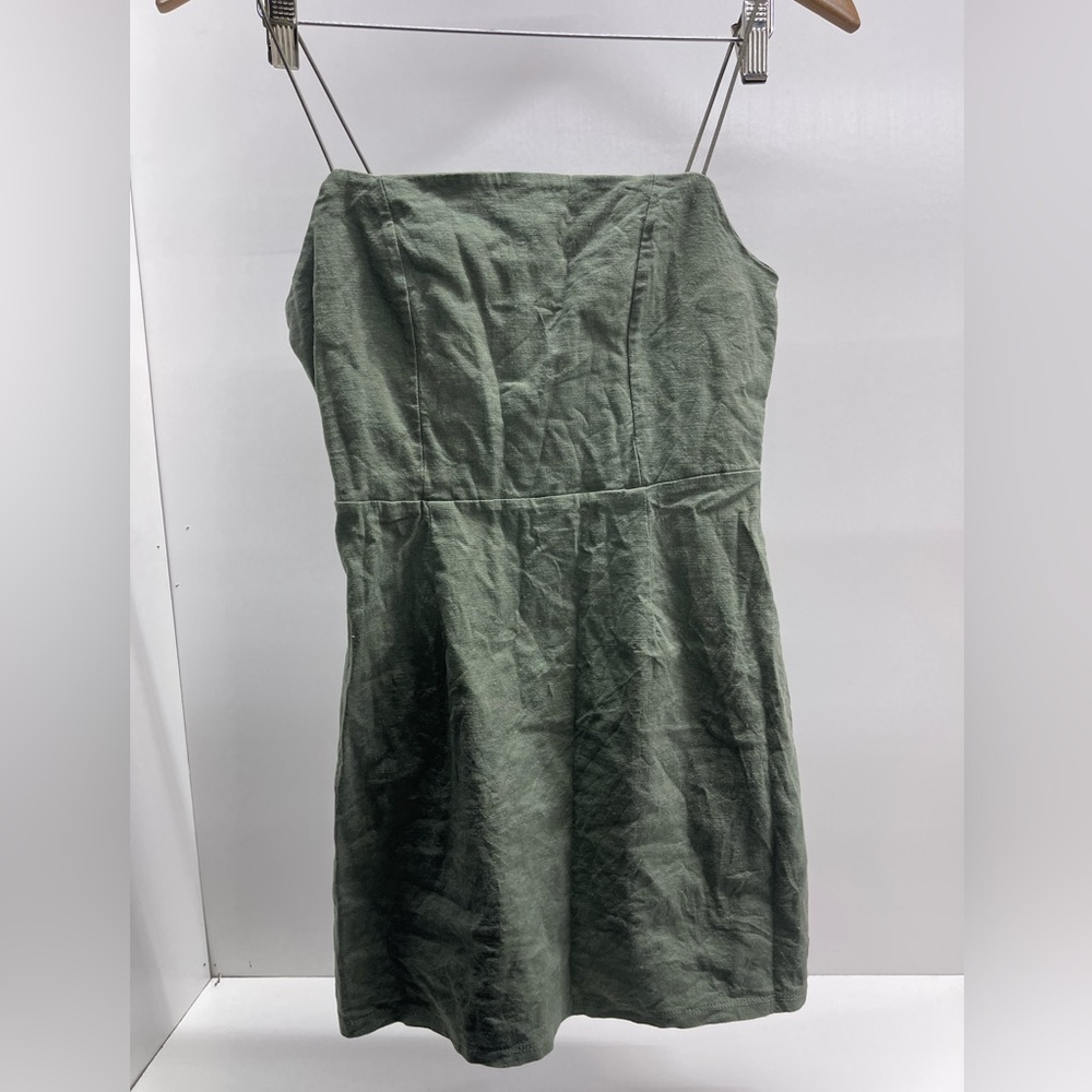 Lottie Moss Strapless Green Linen Blend Dress